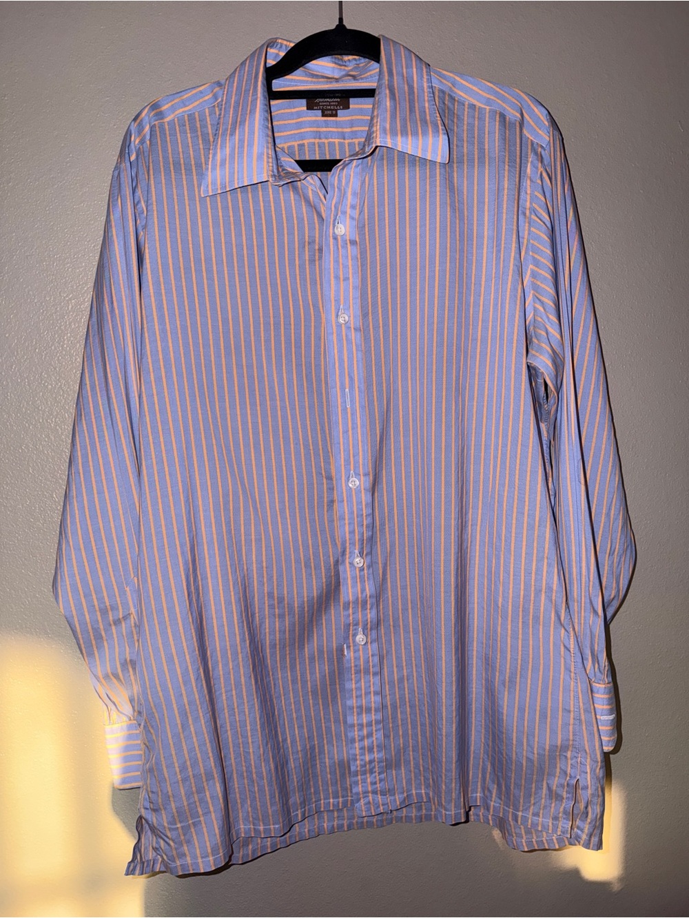 Hamilton Light Blue Dress Shirt with Orange Pinstripes
